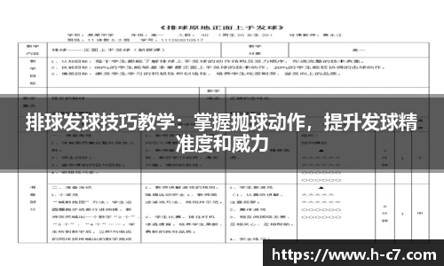 排球发球技巧教学：掌握抛球动作，提升发球精准度和威力